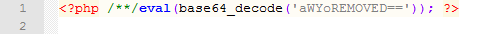 Заражение состоит из вставки одной строки в начале каждого файла PHP, как показано ниже: